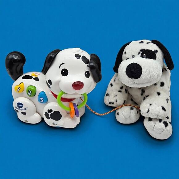 Puppy Friends Ty Pluffies 11" Dotters Dalmation Plush & VTech Pull Sing Dog Toy - Picture 13 of 13